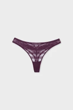 ETAM Braguitas Encaje|Tanga Brasileño|Tanga de encaje MORADO