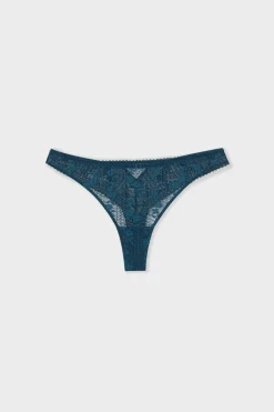 ETAM Braguitas Encaje|Tanga Brasileño|Tanga de encaje AZUL TINTA