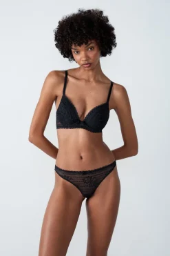 ETAM Braguitas Encaje|Tanga Brasileño|Tanga de encaje NEGRO