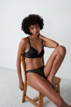 ETAM Braguitas Encaje|Tanga Brasileño|Tanga de encaje NEGRO