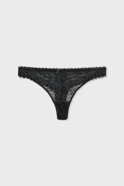 ETAM Braguitas Encaje|Tanga Brasileño|Tanga de encaje NEGRO