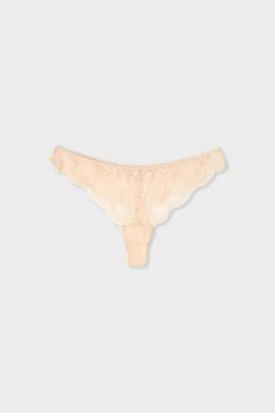 ETAM Braguitas Encaje|Tanga Brasileño|Tanga de encaje ROSA EMPOLVADO