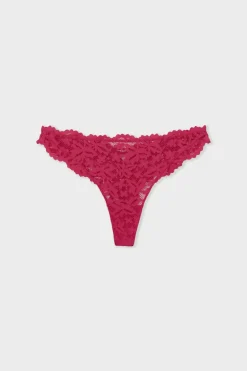 ETAM Braguitas Encaje|Tanga Brasileño|Tanga de encaje FÚSIA