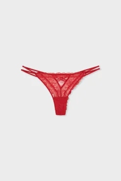 ETAM Braguitas Encaje|Tanga Brasileño|Tanga de encaje ROJO