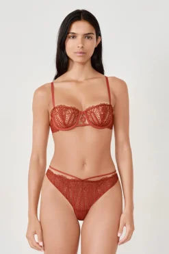 ETAM Tanga|Braguitas Encaje|Tanga de encaje MARR&Oacute;N