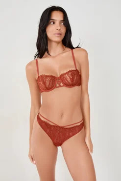 ETAM Tanga|Braguitas Encaje|Tanga de encaje MARR&Oacute;N