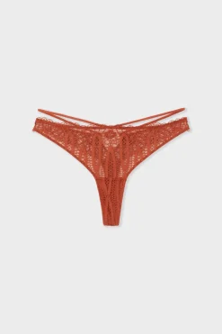 ETAM Tanga|Braguitas Encaje|Tanga de encaje MARR&Oacute;N