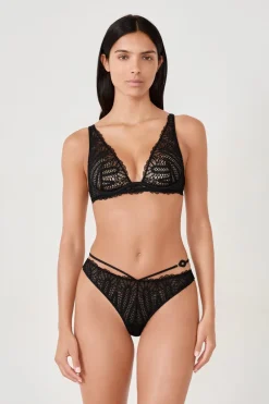 ETAM Braguitas Encaje|Tanga Brasileño|Tanga de encaje NEGRO