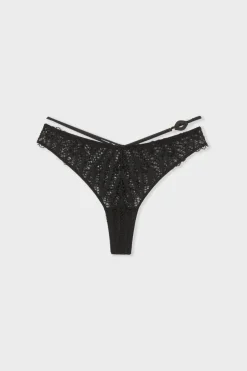 ETAM Braguitas Encaje|Tanga Brasileño|Tanga de encaje NEGRO