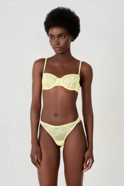 ETAM Tanga Brasileño|Braguitas Encaje|Tanga de encaje AMARILLO P&Aacute;LIDO