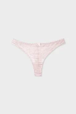 ETAM Braguitas Encaje|Tanga Brasileño|Tanga de encaje ROSA CLARO