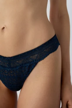 ETAM Tanga|Braguitas Encaje|Tanga de encaje AZUL TINTA