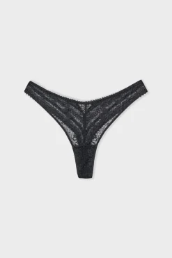 ETAM Braguitas Encaje|Tanga Brasileño|Tanga de encaje NEGRO