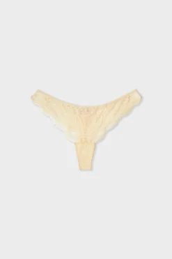 ETAM Braguitas Encaje|Tanga Brasileño|Tanga de encaje BEIGE