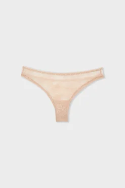 ETAM Tanga Brasileño|Tanga de encaje rosa nude