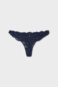 ETAM Braguitas Encaje|Tanga Brasileño|Tanga de encaje AZUL NOCHE