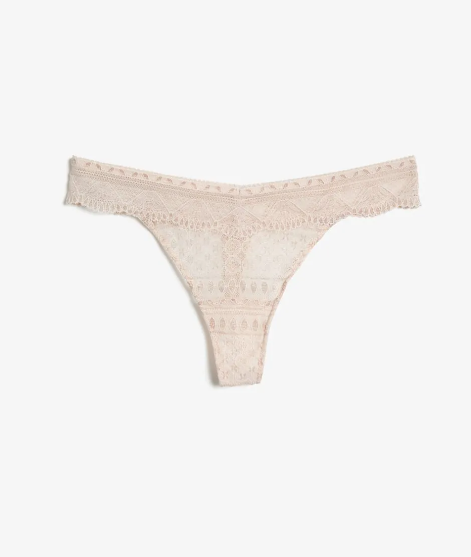 ETAM Tanga|Braguitas Encaje|Tanga de encaje ROSA PÁLIDO