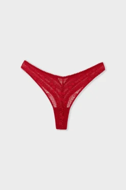 ETAM Braguitas Encaje|Tanga Brasileño|Tanga de encaje ROJO
