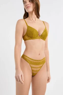ETAM Braguitas Encaje|Tanga Brasileño|Tanga de encaje AMARILLO &Aacute;CIDO