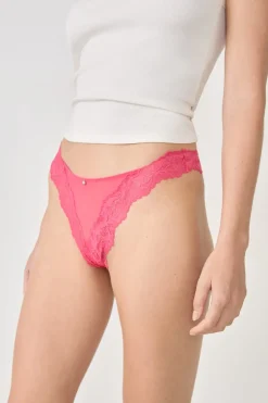 ETAM Braguitas Encaje|Tanga Brasileño|Tanga de encaje ROSA CHICLE