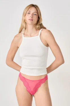 ETAM Braguitas Encaje|Tanga Brasileño|Tanga de encaje ROSA CHICLE