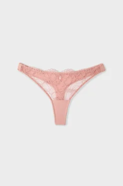 ETAM Tanga|Braguitas Encaje|Tanga de encaje ROSA EMPOLVADO