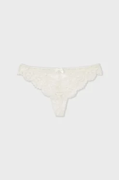 ETAM Braguitas Encaje|Tanga Brasileño|Tanga de encaje brillante CRUDO