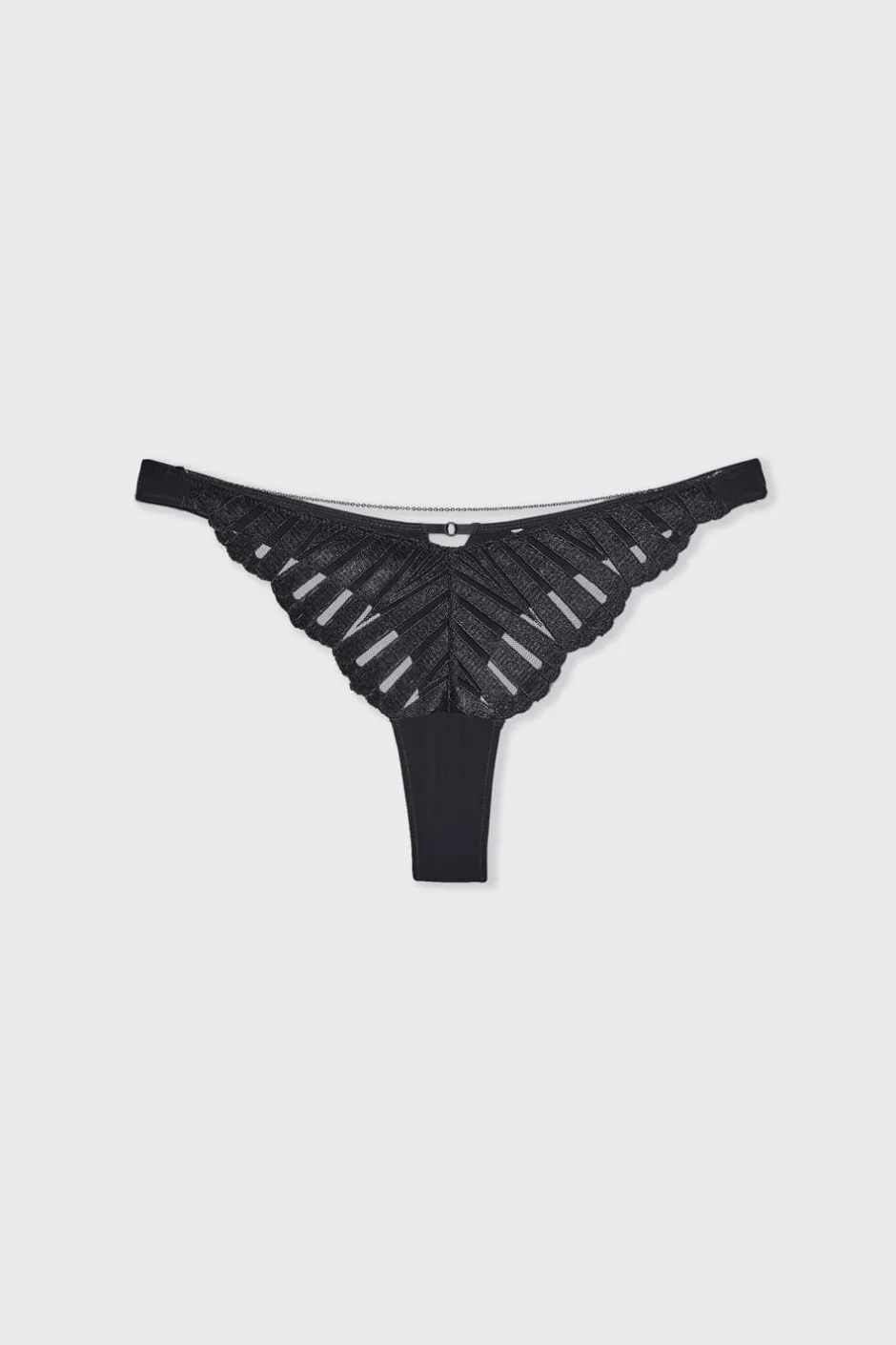 ETAM Tanga Brasileño|Tanga de encaje con detalles de bisutería NEGRO