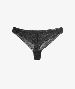 ETAM Tanga Brasileño|Braguitas Encaje|Tanga de encaje gráfico NEGRO