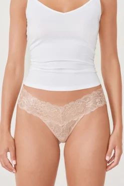 ETAM Braguitas Encaje|Tanga Brasileño|Tanga de encaje tejido brillante DUNE