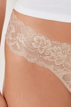 ETAM Braguitas Encaje|Tanga Brasileño|Tanga de encaje tejido brillante DUNE