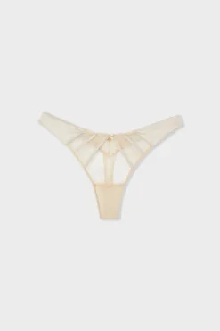 ETAM Braguitas Encaje|Tanga|Tanga de encaje y satén DORADO