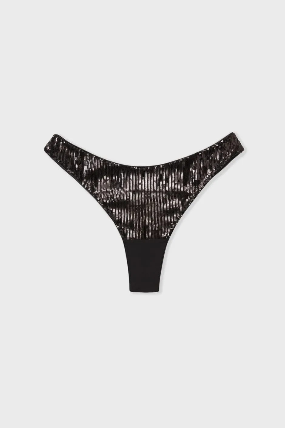 ETAM Braguitas Sexy|Tanga Brasileño|Tanga de lentejuelas NEGRO