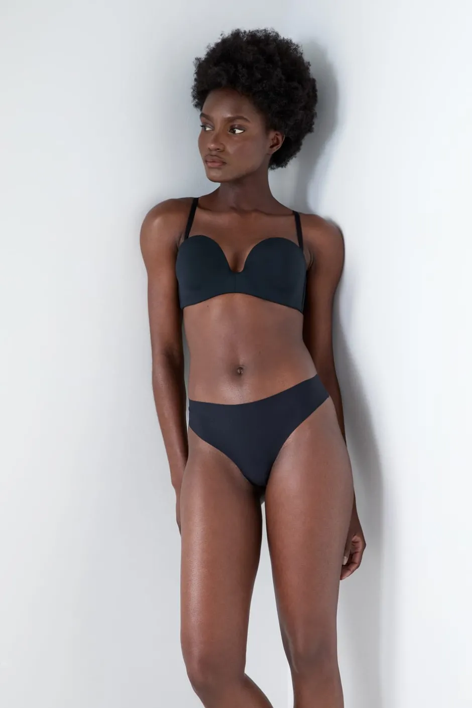 ETAM Braguitas Invisibles|Tanga|Tanga de microfibra NEGRO