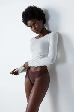 ETAM Braguitas Novias|Braguitas Invisibles|Tanga de microfibra CHOCOLATE