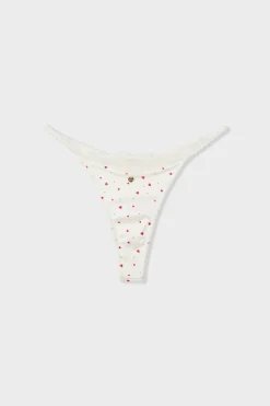 ETAM Braguitas Sexy|Tanga|Tanga de microfibra con estampado de corazones IMP FD CRUDO