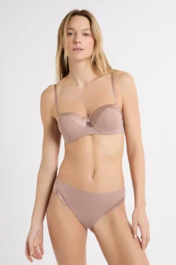 ETAM Braguitas Invisibles|Tanga Brasileño|Tanga de microfibra satinada TOPO