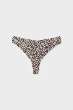 ETAM Tanga Brasileño|Braguitas Party|Tanga de microfibra sin costuras con estampado de leopardo IMP FD MARR&Oacute;N