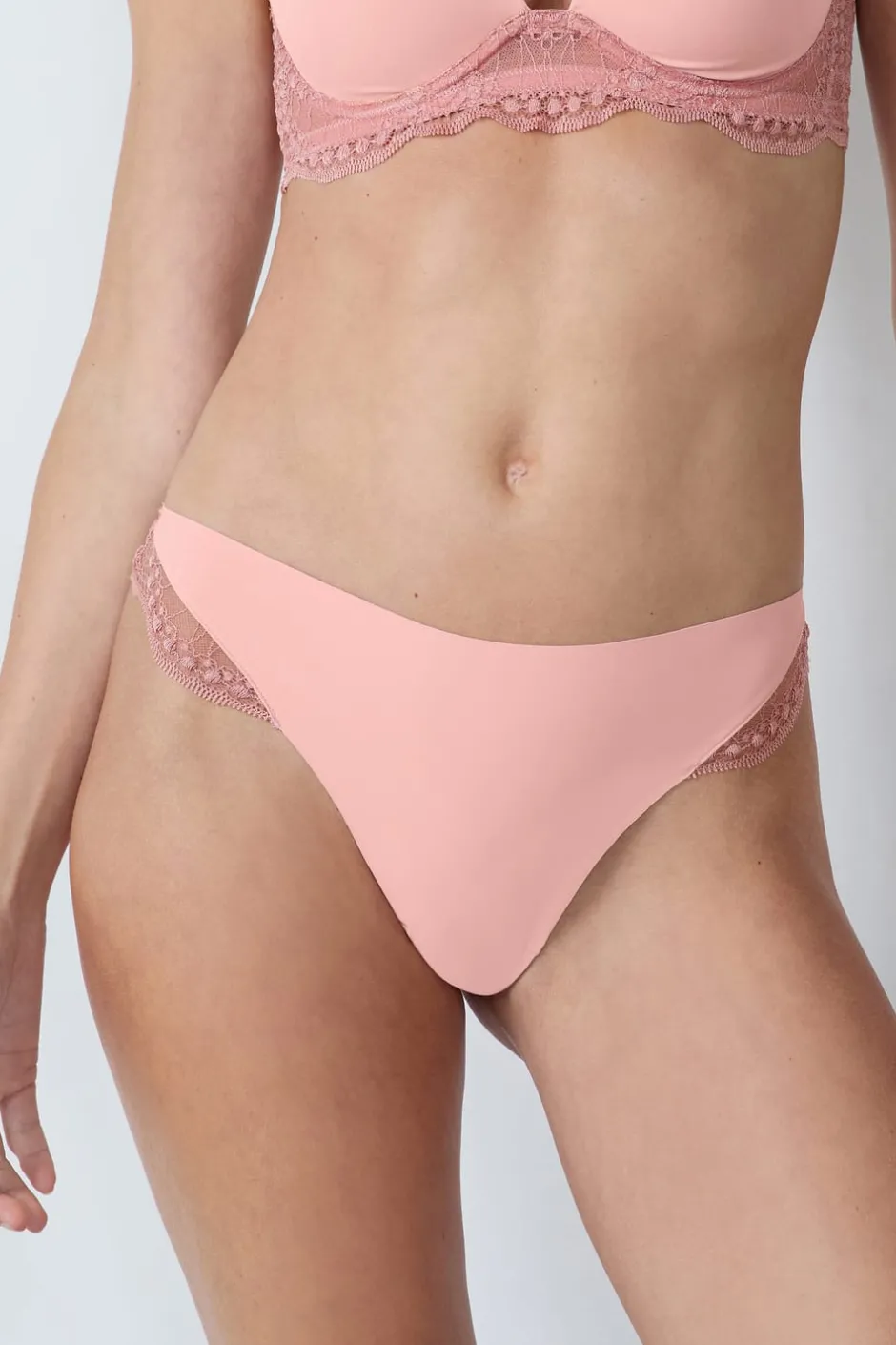 ETAM Tanga|Tanga de microfibra y encaje ROSA