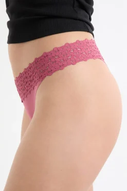 ETAM Tanga Brasileño|Braguitas Party|Tanga de microfibra y encaje BLUSH
