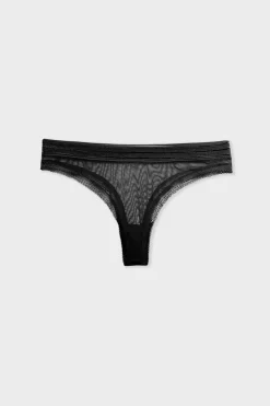 ETAM Tanga Brasileño|Tanga de tul NEGRO
