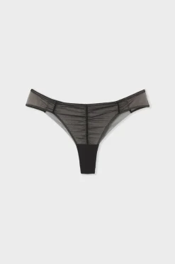 ETAM Tanga Brasileño|Novedades Braguitas|Tanga de tul NEGRO