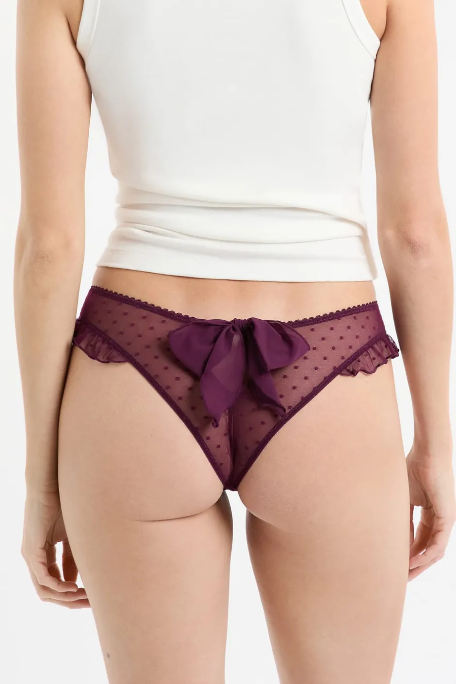 ETAM Braguitas Sexy|Tanga Brasileño|Tanga de tul MORADO