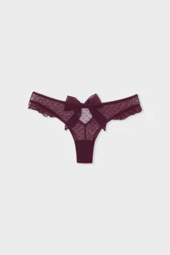 ETAM Braguitas Sexy|Tanga Brasileño|Tanga de tul MORADO