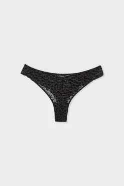 ETAM Tanga Brasileño|Tanga de tul NEGRO