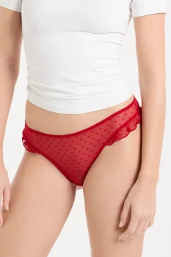 ETAM Braguitas Sexy|Tanga Brasileño|Tanga de tul CARDINAL