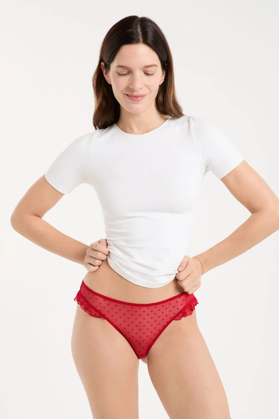 ETAM Braguitas Sexy|Tanga Brasileño|Tanga de tul CARDINAL