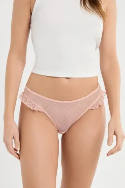 ETAM Braguitas Sexy|Tanga Brasileño|Tanga de tul ROSA EMPOLVADO