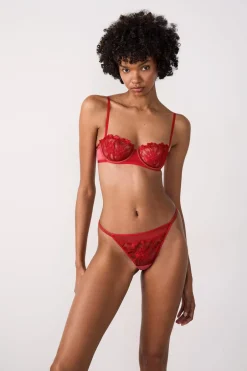 ETAM Tanga|Tanga de tul bordado ROJO