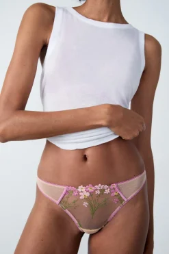 ETAM Tanga|Tanga de tul bordado LILA